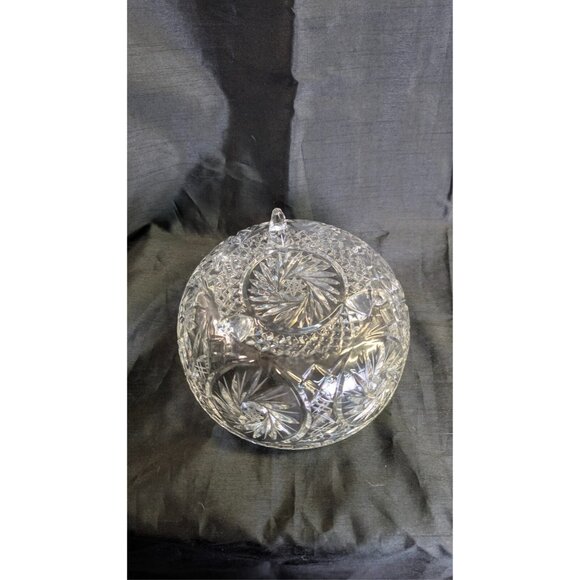 Vintage American Cut Crystal Footed Round Bowl 8”D Hobstar Pinwheel - Picture 9 of 10